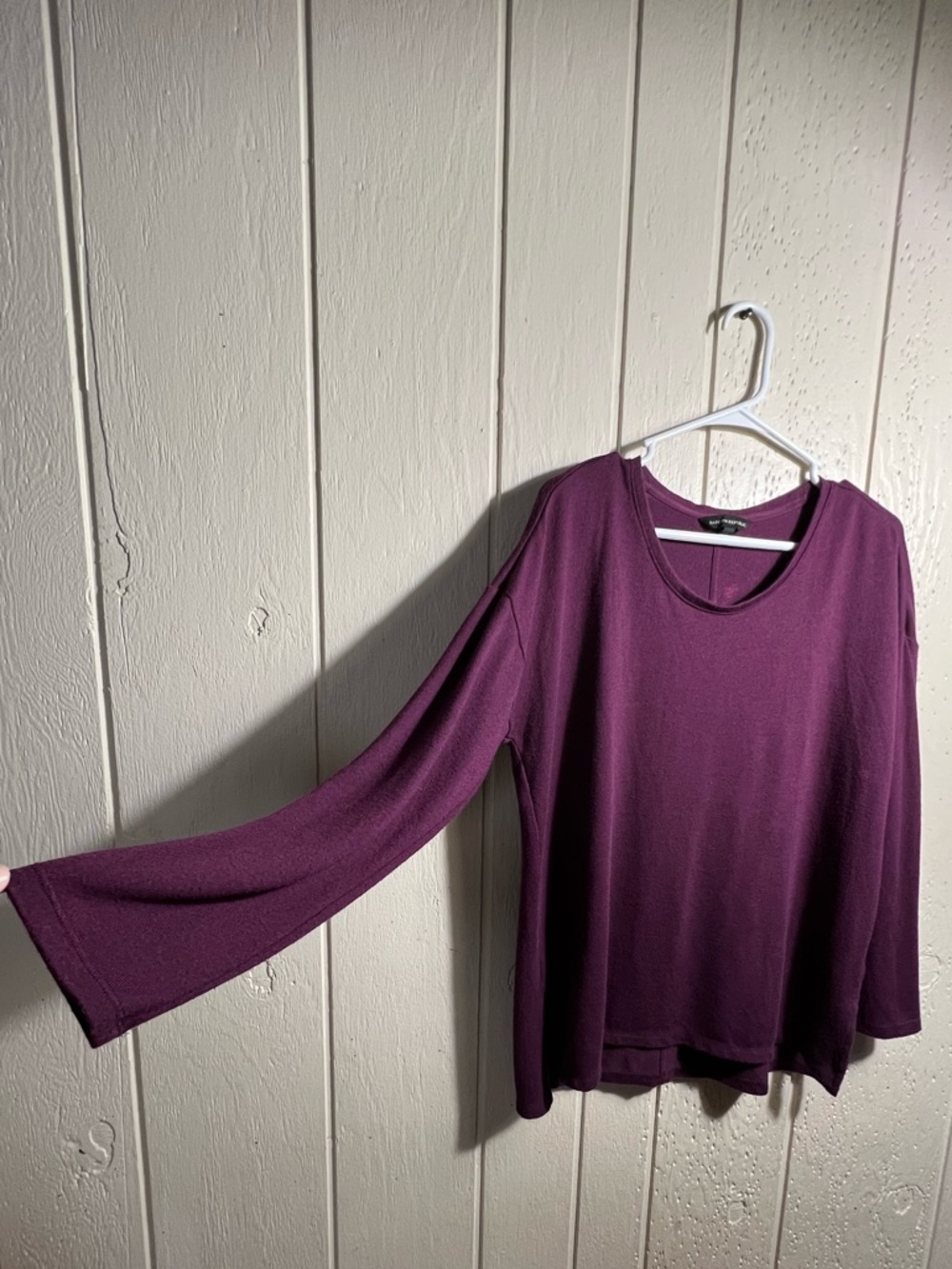 Banana Republic Women's Deep Plum Long-Sleeve Crewneck Top